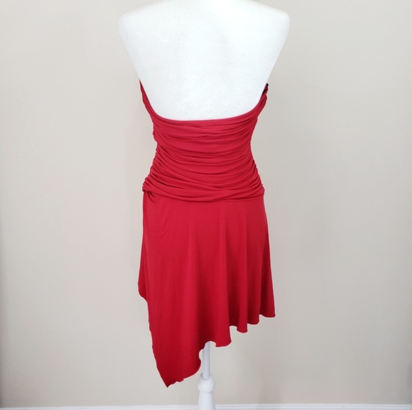 Wishes Red Strapless Asymmetrical Dress Sz. S - Picture 3 of 7
